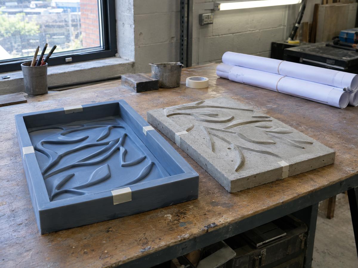 Trial mould and sample concrete panel for design approval