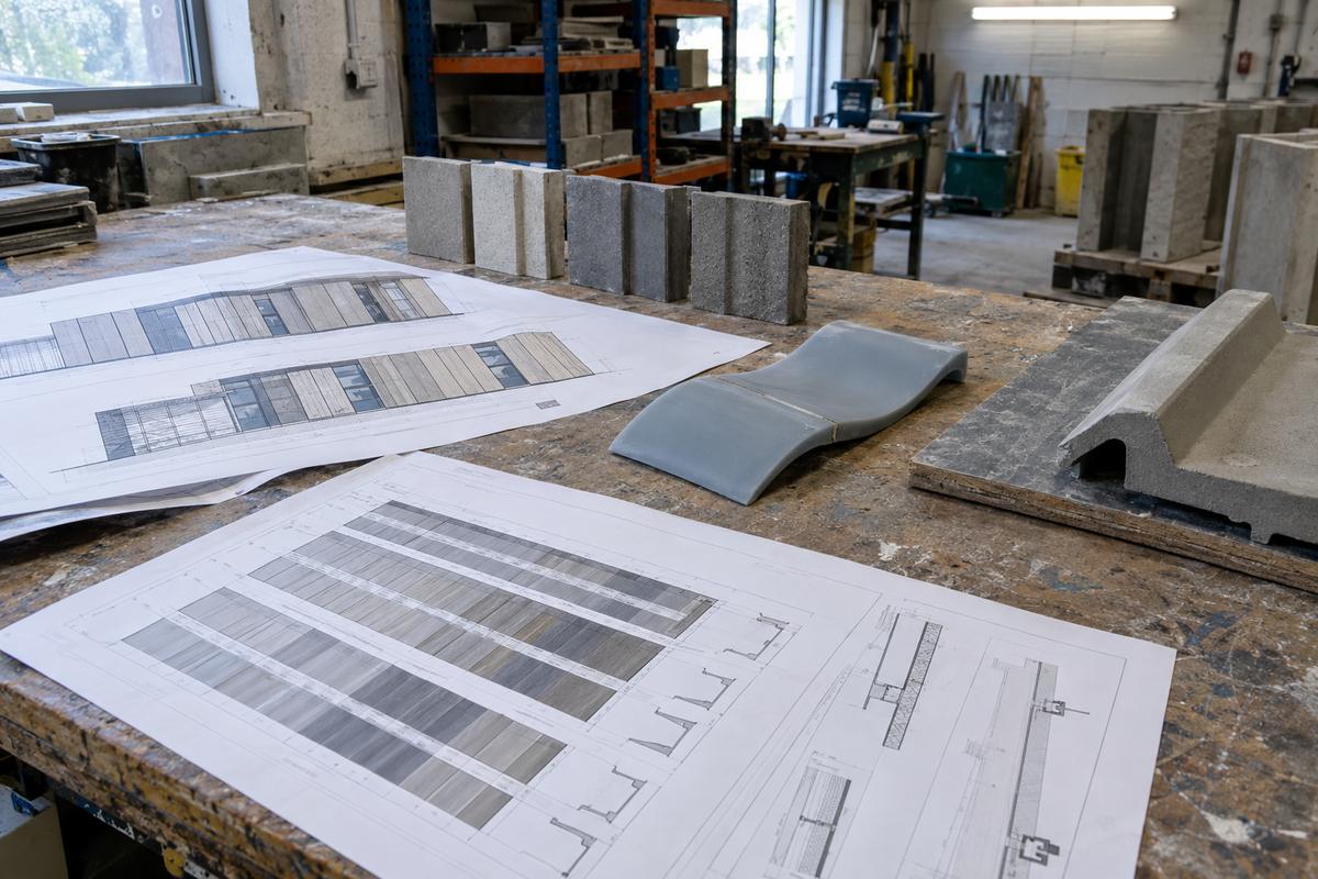 Drawings, relief samples and silicone test pieces for cladding tooling review