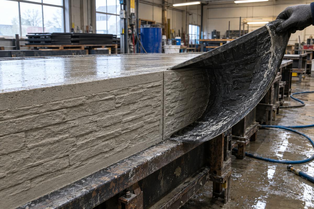 Formliner releasing cleanly from a concrete panel with splice at joint