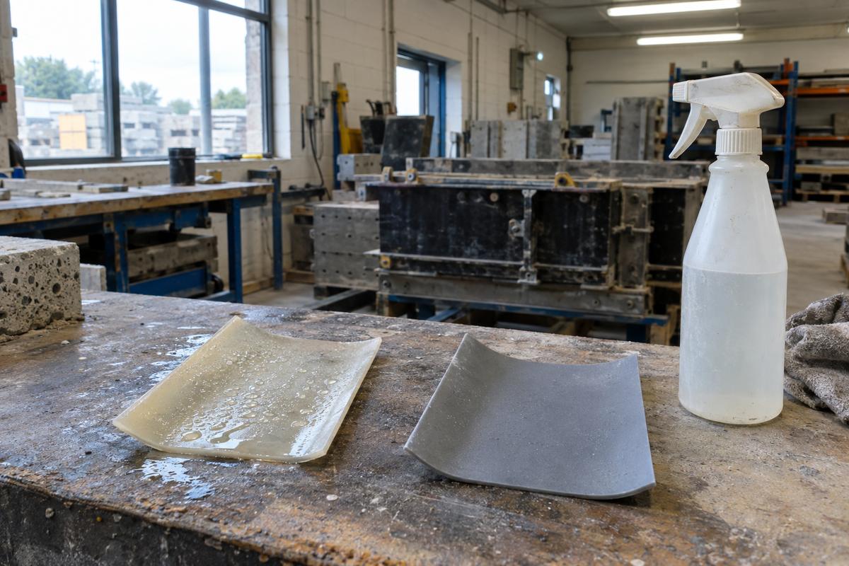 Release agent test on silicone and polyurethane liner samples