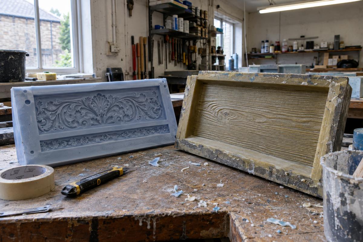 Silicone mould and polyurethane liner shown as practical workshop materials