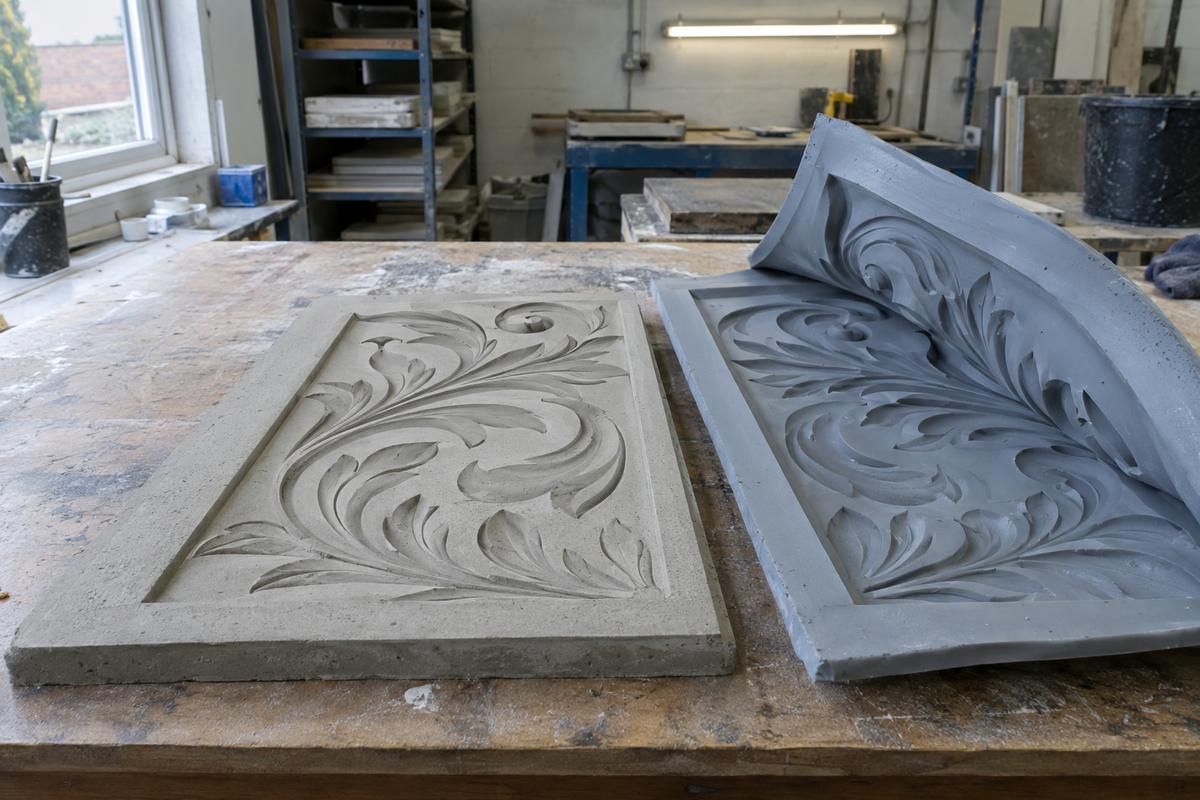 Four physical relief samples demonstrating common undercut problems