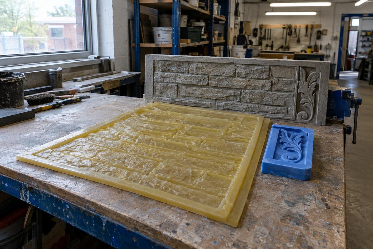 Polyurethane liner with a small silicone insert for detailed corner relief