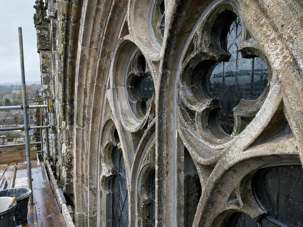 Gothic tracery with silicone mould seams hidden along narrow fillets