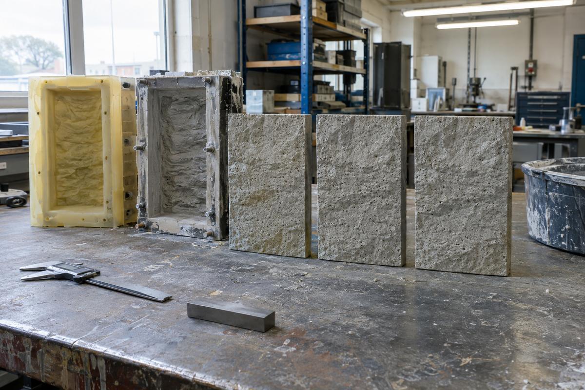 Matching concrete samples with their tooling on a quality bench