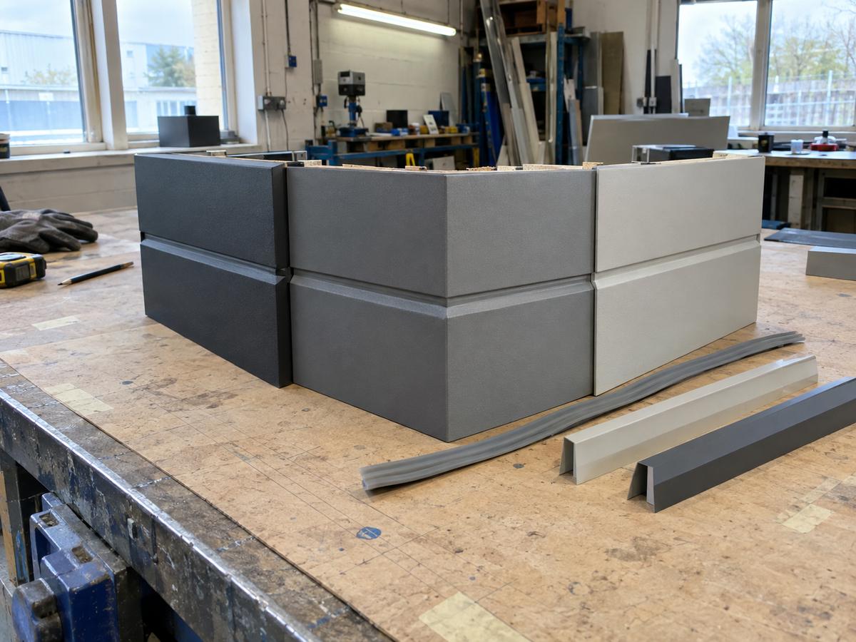 Cladding mock-ups aligned to continue relief across panel joints