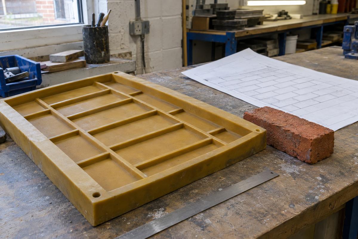 Polyurethane brick formliner with course layout and brick reference