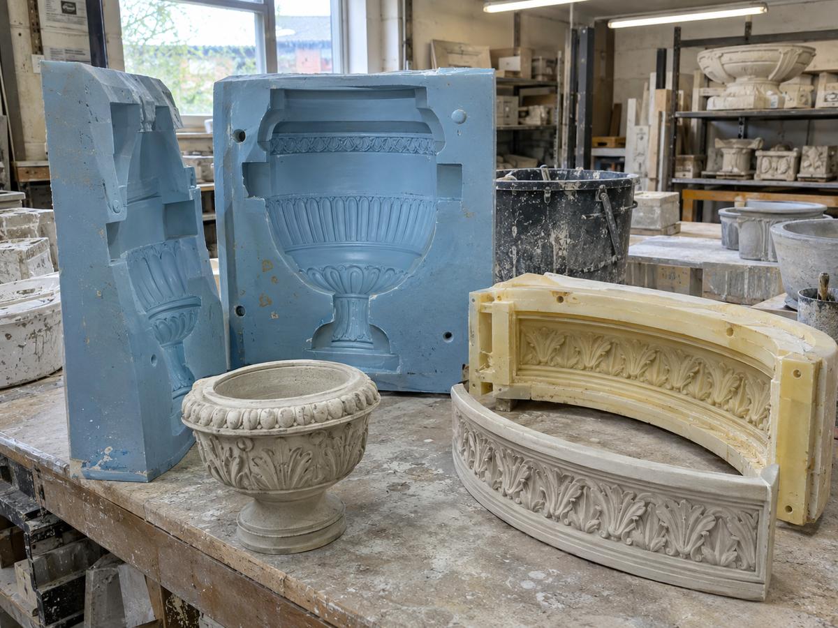 Silicone and polyurethane moulds for decorative garden castings