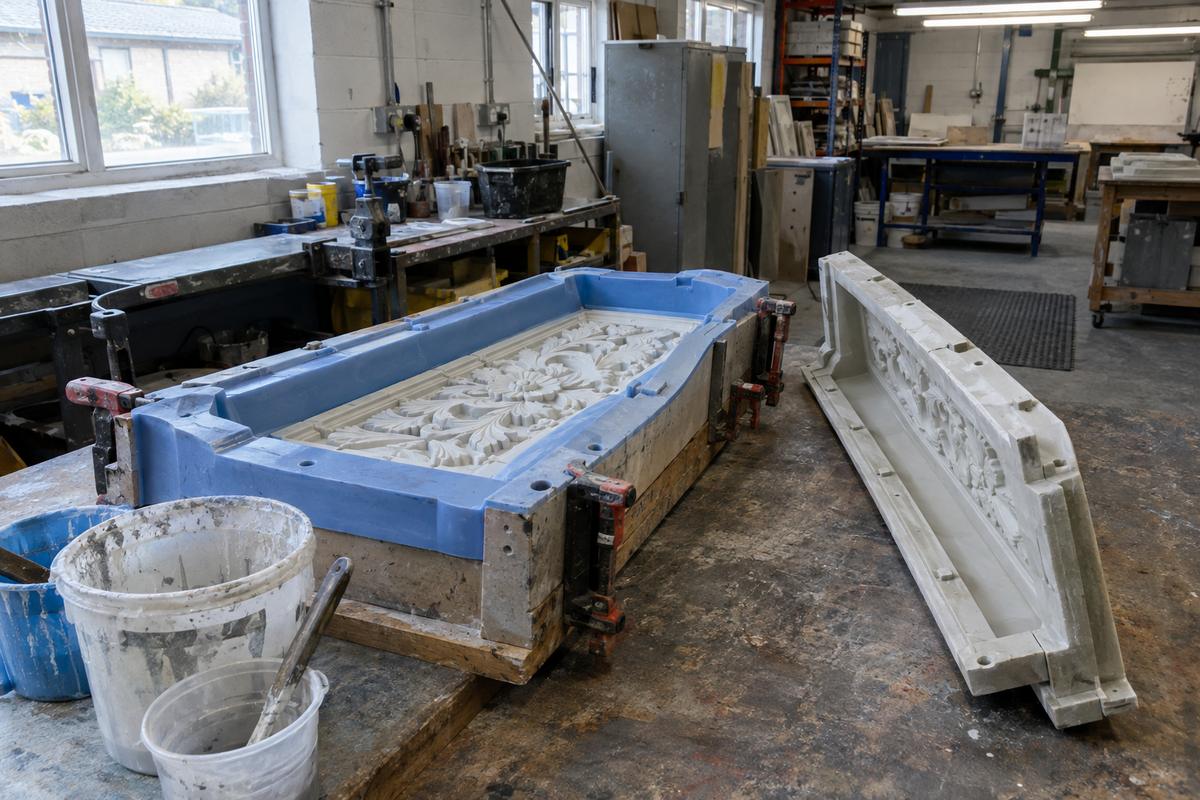 Silicone jacket mould and rigid case sections for heritage GRC tooling
