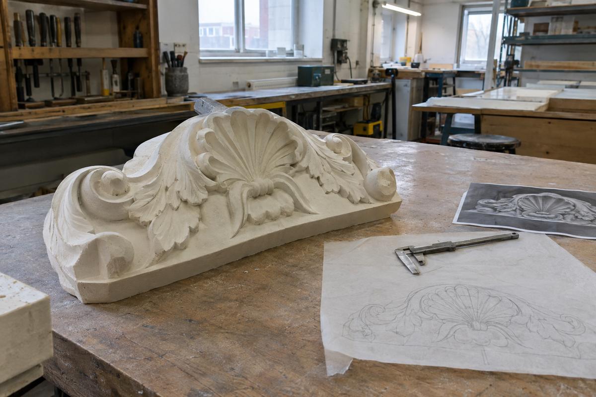 Reconstructed heritage relief pattern built from limited reference material