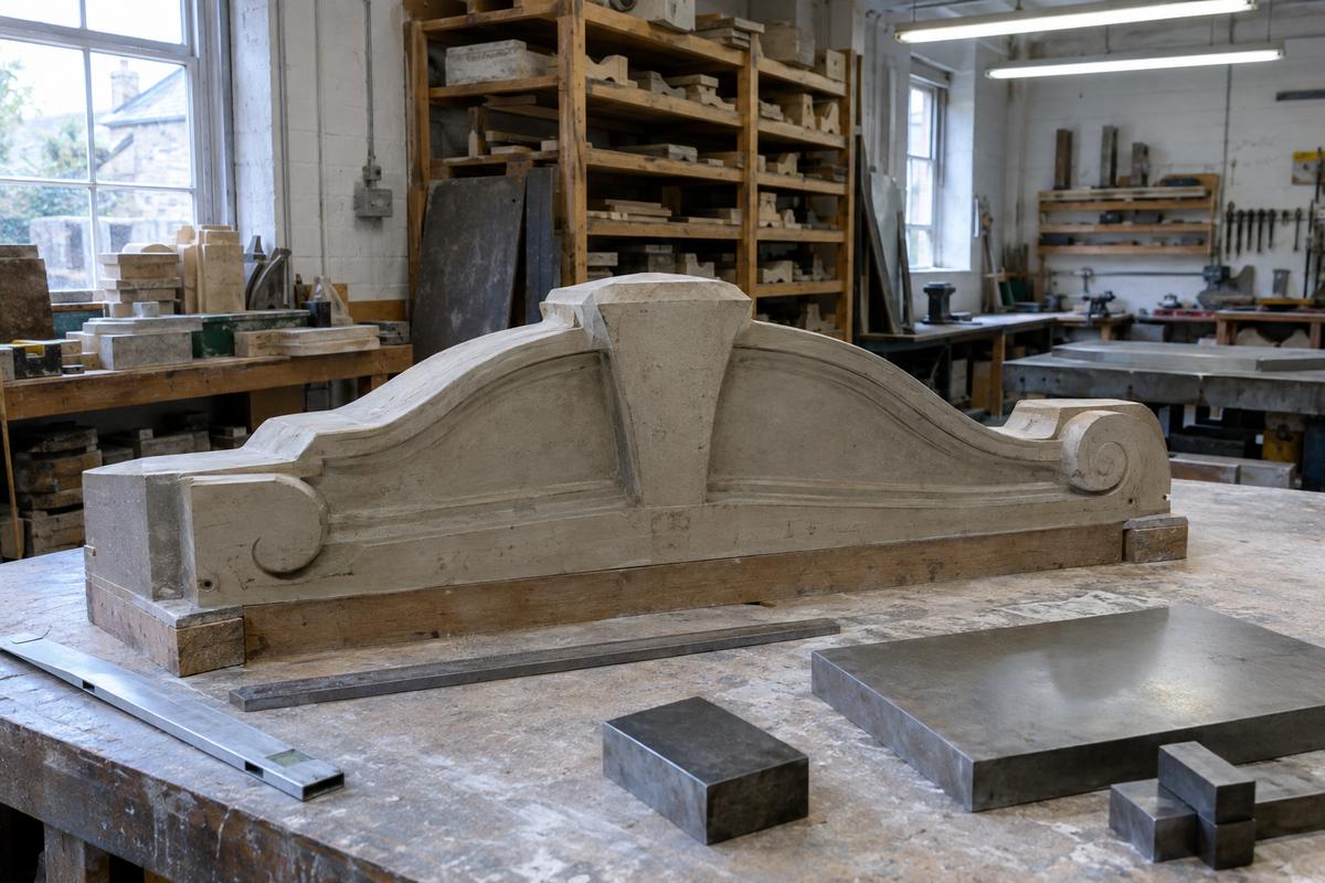 Large master pattern being checked flat and true before moulding