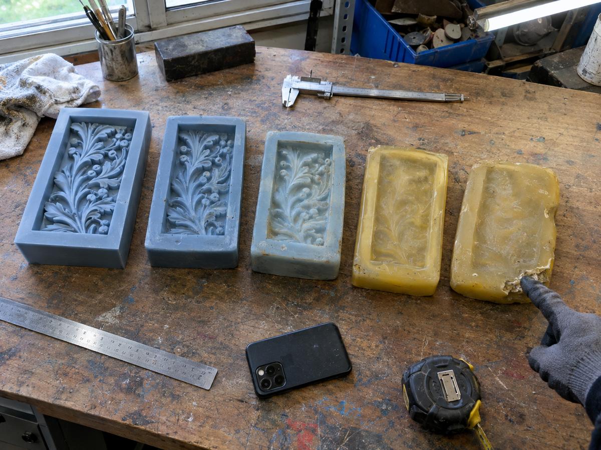 Used mould samples compared for wear during planned replacement checks