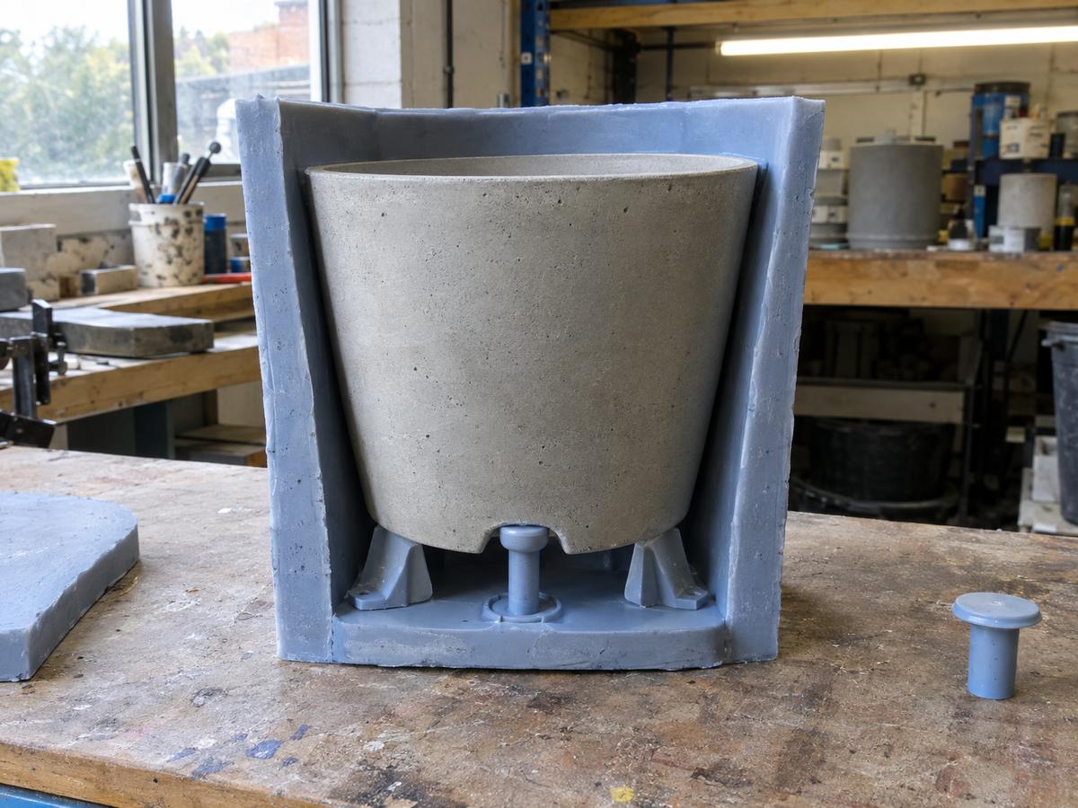 Planter mould assembly with inner core and drainage plug