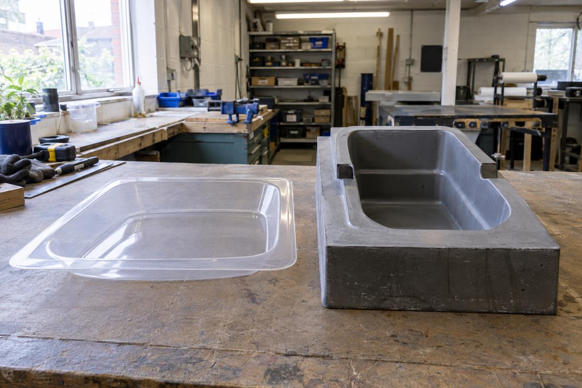 Shallow plastic liner beside deeper pattern unsuitable for plastic