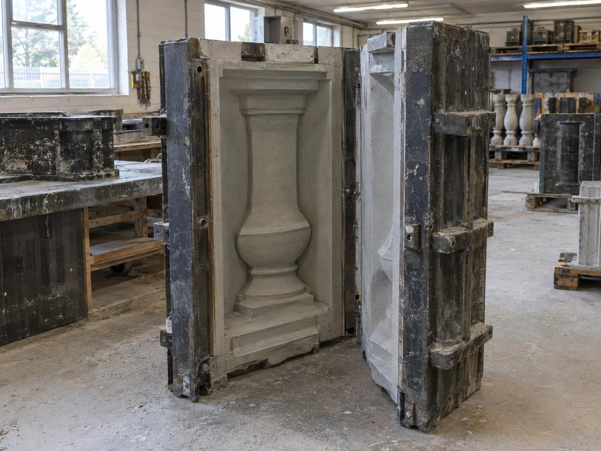 Three-dimensional precast unit mould with robust backing frame