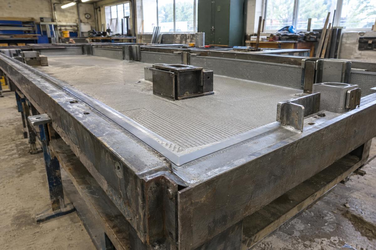 Panel tooling corner with textured liner, rigid edges and insert keepers