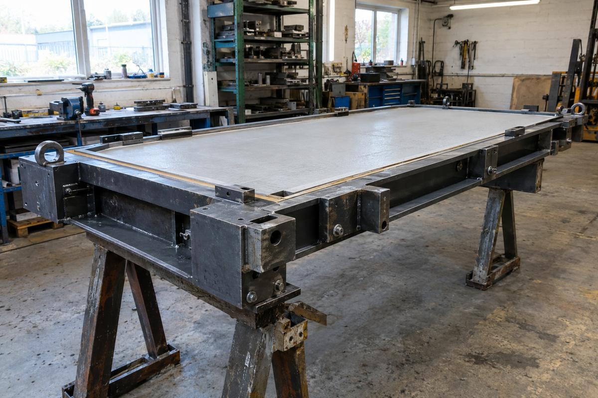 Full precast panel tool showing frame, keepers and replaceable face insert