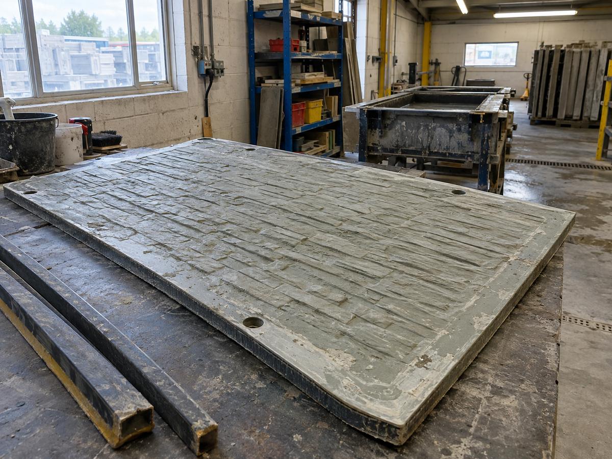 Reusable polyurethane formliner laid out with reinforced edges and backing