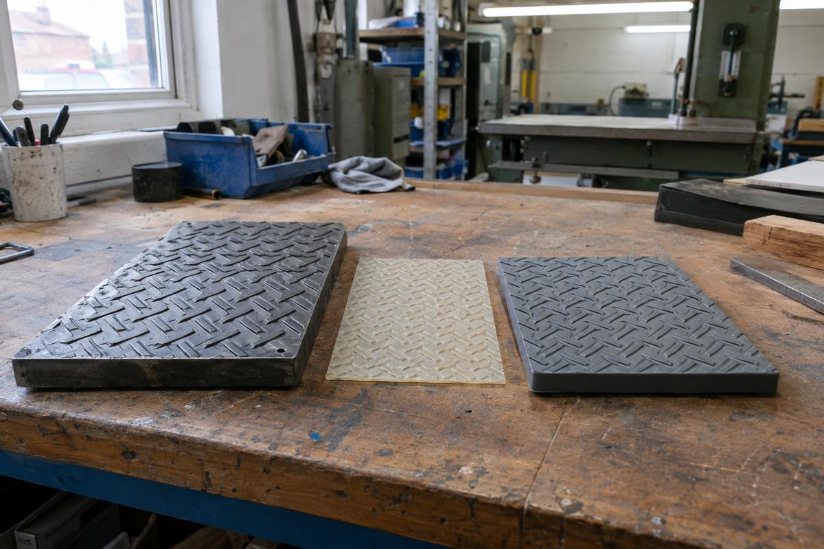 Master pattern beside thin trial liner and thicker production sample