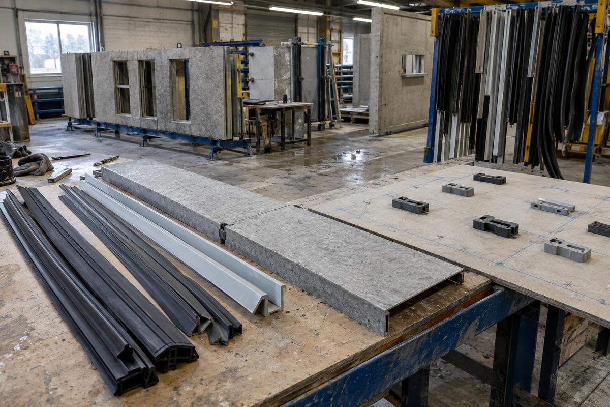 Prepared wall panel tooling parts with edge strips, splice and insert keepers