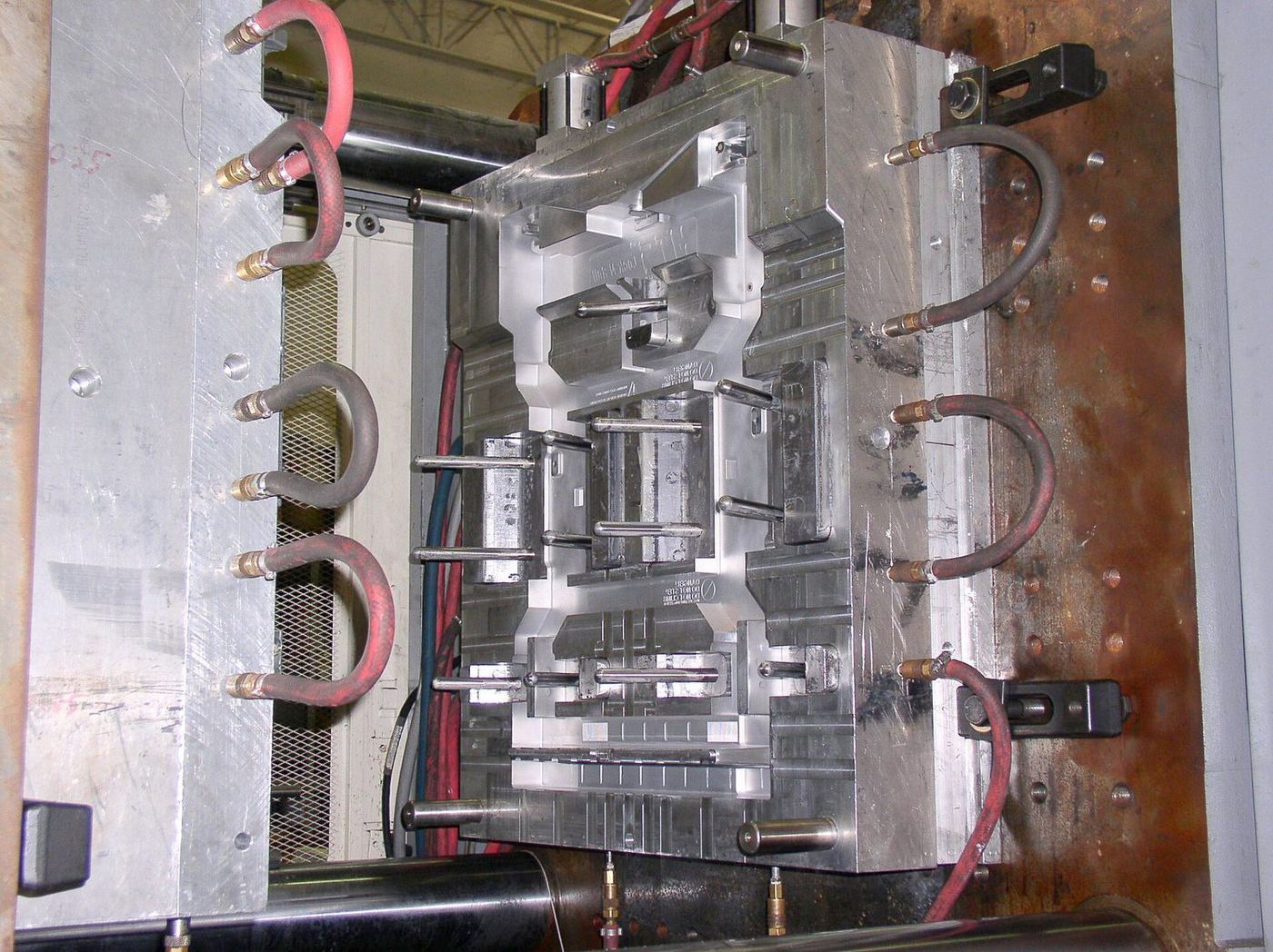 Production injection tool with cooling lines.