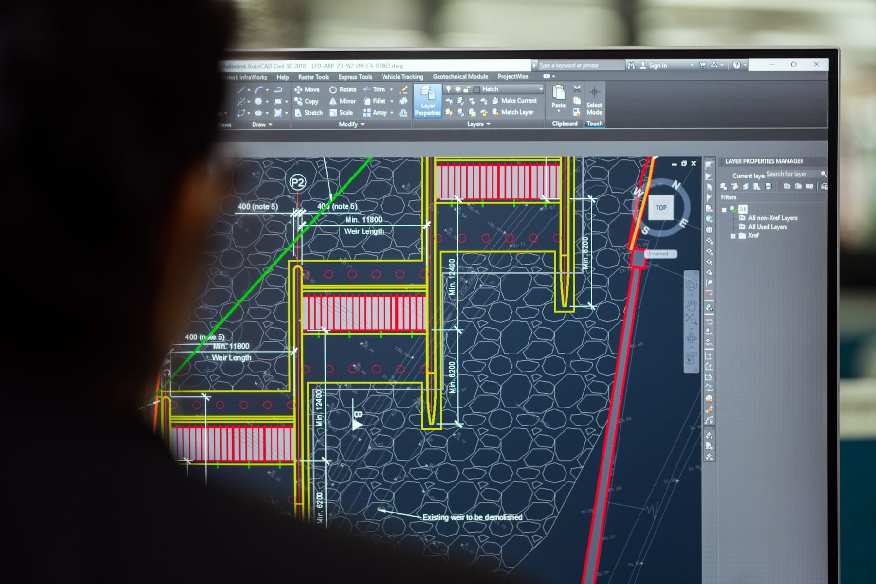 Engineer working on a CAD model