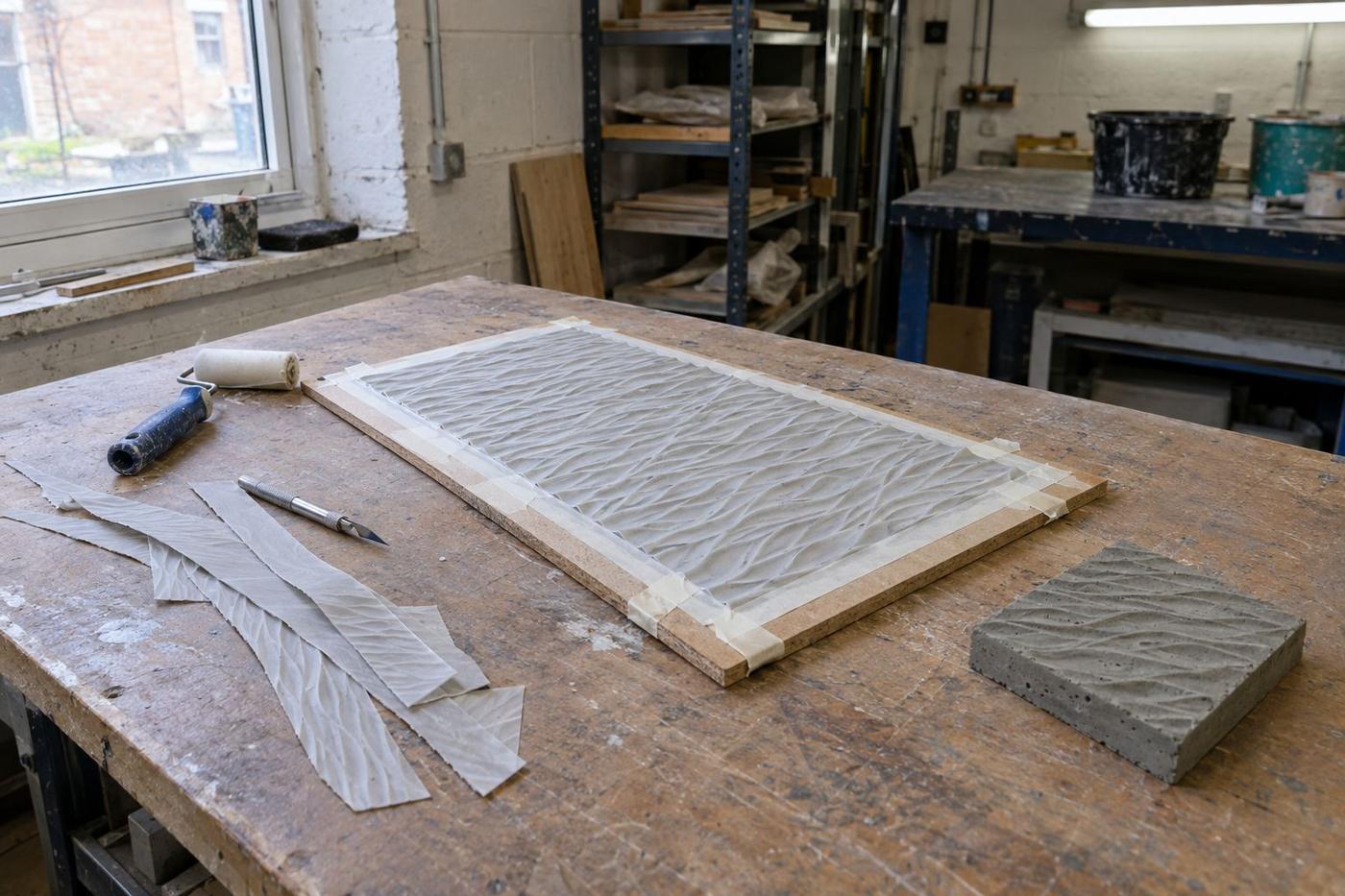Thin single-use textured liner fixed to a simple backing board.